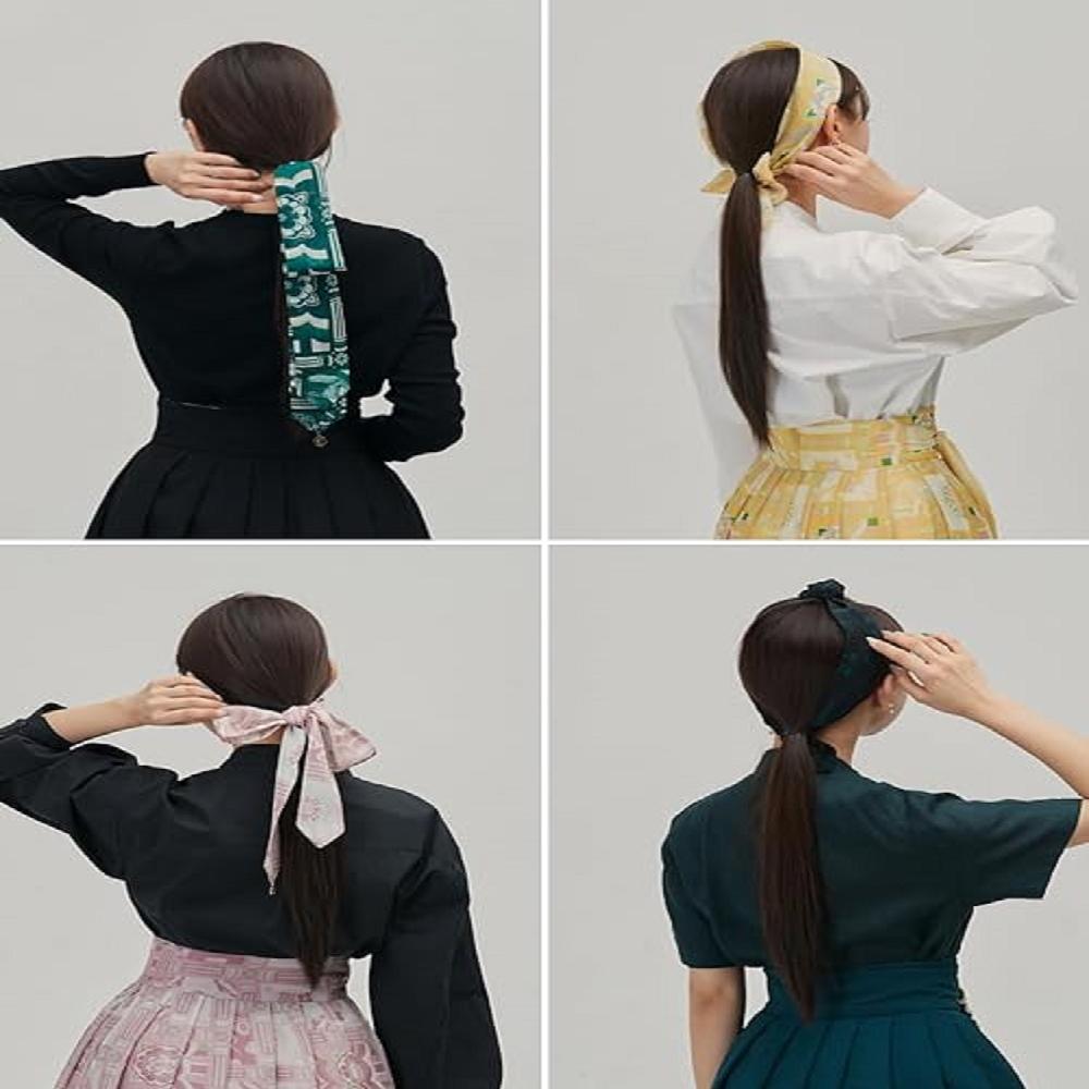 LEESLE Korean Traditional Hanbok HairBand Daenggi Scarf Hair Ribbon Accessroy(47.24in x 2.36in) (ENJ | Joyful Hanbok Fusion, Tradition-Inspired Fashion, Longevity in Style, Innovative Cultural Expression, Timeless Novelty, Distinctive Dancheong Pattern, Luxurious Logo Charm, Harmonious Heritage, Cultural Journey, Contemporary Sophistication